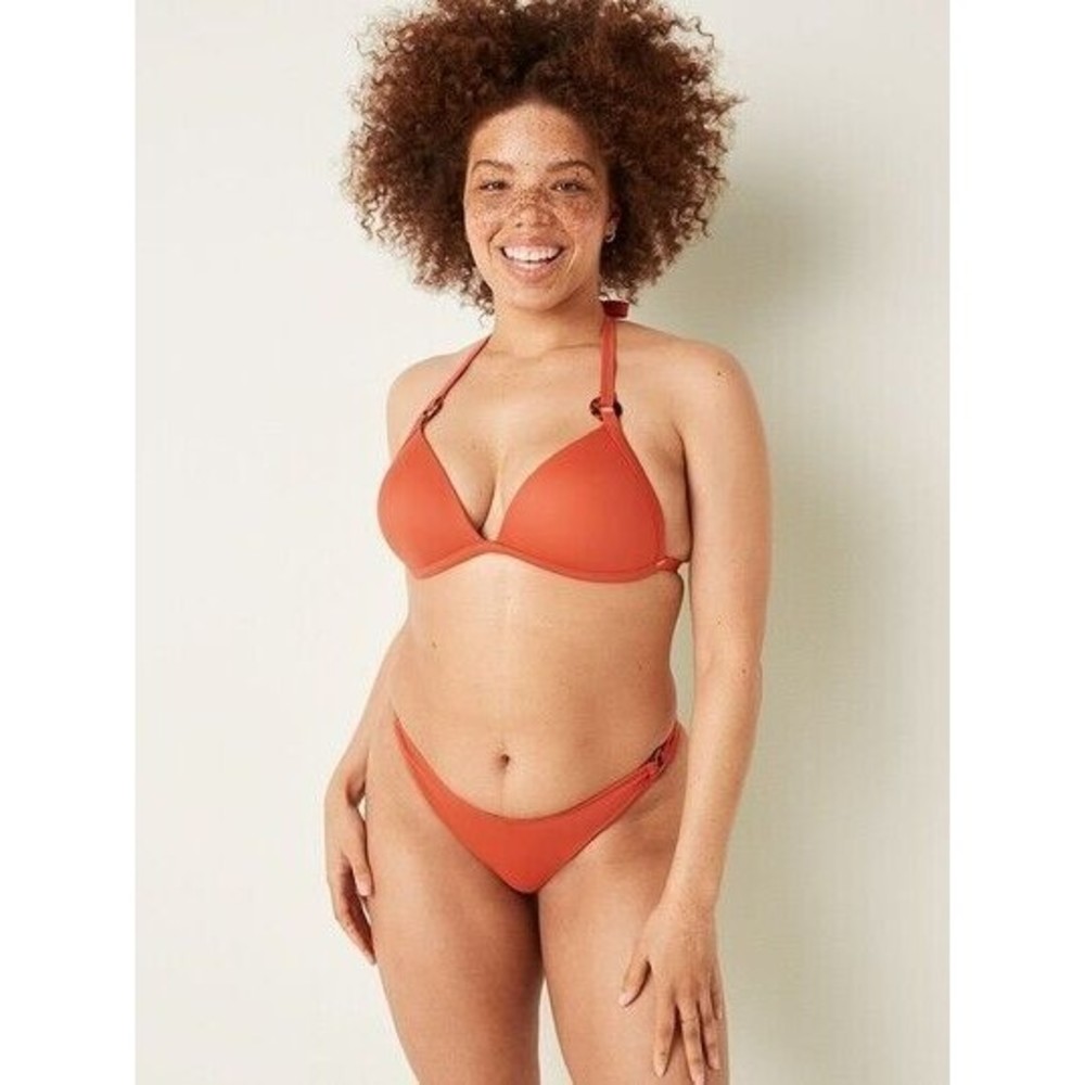 VICTORIA'S SECRET PINK~RUST ORANGE SWIM HALTER BIKINI TOP~SMALL~NWT~$34.95